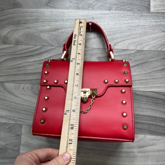 Persaman Crossbody Handbag Women's Red Stud Details Adjustable Straps Italy - Picture 13 of 15